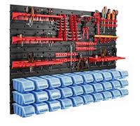 botle 30 scatole impilabili da parete con coperchio in plastica da, scaffale porta attrezzi da lavoro 115 x 78 cm, portautensili per garage, pannello da parete portautensili