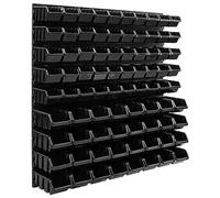 botle 82 scatole impilabili da parete per attrezzi, 772 x 780 mm, in plastica, nero, contenitori impilabili per scaffali da magazzino, scatole impilabili officina, parete officina