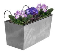 botle Fioriera con supporto e pratico inserto, lunghezza 39,5 cm, fioriera da balcone su plastica, effetto cemento, struttura cemento, colore interno/esterno