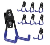 botle Set di 10 ganci per attrezzi Qbrick, sistema di valigie dritto, 7 cm, stabili con rivestimento in PVC, per garage, officina, capannone, doppio gancio, portata fino a 40 kg, per cavo di prolunga