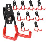 botle Set di 10 ganci per attrezzi Qbrick, sistema di valigie dritto, 7 cm, stabili con rivestimento in PVC, per garage, officina, capannone, doppio gancio, portata fino a 40 kg, per cavo di prolunga