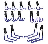 botle Set di 14 ganci da parete degli attrezzi, ganci per utensili elettrici, dritti e a forma di U, S, M, L, in acciaio con PVC, garage, officina, utensili elettrici, doppio gancio, portata fino a 30