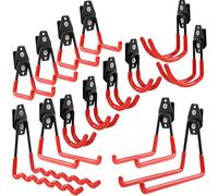 botle Set di 14 ganci per attrezzi Qbrick per utensili dritti e a forma di U S, M, L, in acciaio con PVC, garage, officina, utensili elettrici, doppio gancio, portata fino a 30 kg