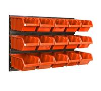 botle Set di 15 scaffali da parete, contenitori impilabili per scaffali da magazzino, pannello portautensili 58 x 39 cm, impilabili, porta minuteria da parete, scaffalatura da parete