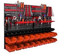 botle Set di 32 scatole impilabili da parete arancione con coperchio, pannelli porta attrezzi da muro 115 x 78 cm, per officina, garage, hobby, contenitori impilabili per scaffali da magazzino