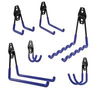 botle Set di 6 ganci da parete, ganci per attrezzi, S, M, L, in acciaio con PVC, per garage, officina, utensili elettrici, attrezzature sportive, doppio gancio, biciclette, portata fino a 40 kg di