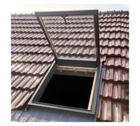 Botola da Tetto Lucernario da Tetto, Copertura per lucernario in Uscita Alluminio di Grandi Dimensioni con Vetro temperato a Doppio Strato, Finestra pozzo Illuminazione Tetto Piano(90x50