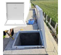 Botola da Tetto per soffitta, Cantina, seminterrato, Scale, botola da Tetto Bianca per Manutenzione, Copertura per Finestra di Uscita zincata + Telaio in Alluminio (80x80 cm - 31,5