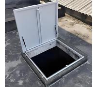 Botola per tetto in acciaio zincato, coperchio piatto antipioggia, dimensioni personalizzate, per accesso al tetto, portello di accesso alla manutenzione (bianco, 90 x 90 cm)