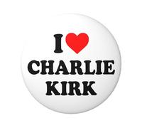 Botón con el logo de Charlie Kirk, botones, pines y insignias blancas