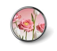 Botones de metal con forma de flor blanca y rosa, exquisitos botones de metal con forma de flor redonda, piezas circulares de moda, porta pines clásicos, botones para camisas, ropa, broche de 1 pulg