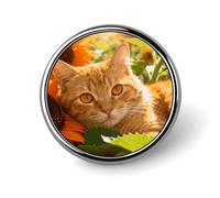 Botones de metal con forma de girasol y gato dorado, exquisitos botones redondos, piezas de moda, porta pines clásicos, botones para camisas, ropa, broche de 1 pulgada