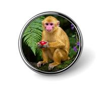 Botones de metal con insignia de mono dorado redondo, exquisitos botones de insignia redondos, piezas circulares de moda, porta pines clásicos, botones para camisas, ropa, broche de 1 pulgada