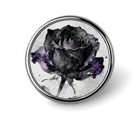 Botones de metal redondos negros con forma de flor rosa, exquisitos botones redondos con pin, piezas circulares de moda, porta pins clásicos, botones para camisas, ropa, broche de 1 pulgada