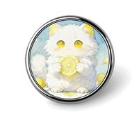 Botones metálicos con forma de gato abrazando limón, exquisitos botones redondos con insignia, piezas circulares, portapins clásicos de moda, botones para camisas, ropa, broche de 1 pulgada