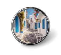 Botones metálicos con insignia redonda de calle griega, exquisitos botones con insignia redonda, piezas circulares de moda, porta pines clásicos, botones para camisas, ropa, broche de 1 pulgada