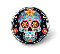 Botones metálicos con insignias redondas de calaveras de azúcar, exquisitos botones con insignias redondas, piezas circulares de moda, porta pines clásicos, botones para camisas, ropa, broche de 1 p