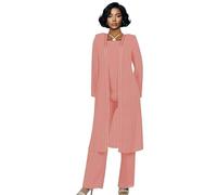 Botong 3 pezzi chiffon madre della sposa pantaloni vestito ospite matrimonio vestito formale pantaloni tuta per le donne, Blush, 14