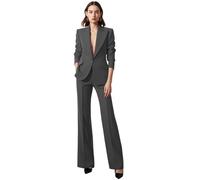 Botong Abiti da Donna 2 Pezzi Set con Revers a Picco Eleganti Abiti da Donna Pantaloni Eleganti Casual Formali Smoking, Grigio, M