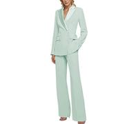 Botong Abito da donna doppio petto 2 pezzi, completo pantaloni da lavoro, elegante, casual, formale, smoking, Menta, S