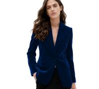 Botong Blazer da donna in velluto con un bottone, giacca da ufficio da donna, giacca da ballo per feste invernali, Blu reale, XS