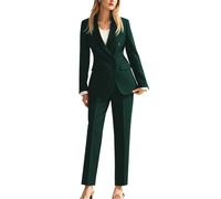Botong Completo da donna slim fit, doppiopetto, blazer e pantaloni, da ufficio, Verde scuro, XS