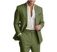 Botong Completo da uomo in lino da 2 pezzi, leggero, blazer e pantaloni, set estivo da spiaggia per matrimoni