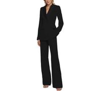 Botong Doppio Petto Donna Smoking 2 PC Business Pantaloni Eleganti Casual Formali Abiti da Cerimonia, Nero , L
