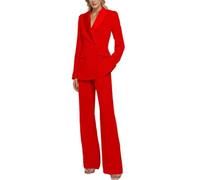 Botong Doppio Petto Donna Smoking 2 PC Business Pantaloni Eleganti Casual Formali Completo da Cerimonia, Rosso, XL