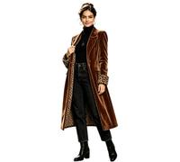 Botong Giacche di velluto lunghe oversize per le donne autunno inverno | Giacca da donna in velluto, con risvolto a punta, giacca lunga aperta sul davanti, cappotto invernale, business, formale