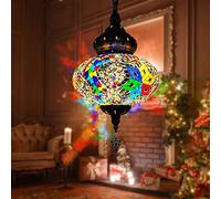 BOTOWI (12 Colori) Lampadario a Sospensione Lampada a Mosaico, Luci a Sospensione Marocchine Turche, Globo di Vetro Colorato Decorativo Multicolore, Apparecchi per Soggiorno da Letto,Color d