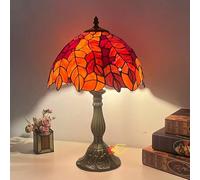 BOTOWI Lampada da Tavolo Controllo Touch Lampada da scrivania in Vetro colorato 12x12x19 Pollici Foglie di Glicine Luce per Leggere per Camera da Letto Comodino Soggiorno Ufficio Studio,Arancia