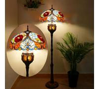 BOTOWI Lampada da Terra in Vetro Colorato Lampada da Lettura a Piedistallo 18X18X67 Pollici Lampada da Angolo Antica Arredo per Camera da Letto Soggiorno Ufficio,Flowers