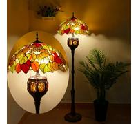 BOTOWI Lampada da Terra in Vetro Colorato Lampada da Lettura a Piedistallo 18X18X67 Pollici Lampada da Angolo Antica Arredo per Camera da Letto Soggiorno Ufficio,Maple Leaf