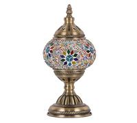 BOTOWI Lampada Turca marocchina con Base in Bronzo, 32 opzioni di Colore, lampade da Comodino in Vetro a Mosaico Fatte a Mano, Luce Bohemien per Camera da Letto e Soggiorno,S17