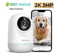 BOTSLAB Telecamera di sorveglianza 2K interna, baby monitor con fotocamera, telecamera WiFi a 360° con rilevamento del movimento e rilevamento del rumore, audio a 2 vie, visione notturna, compatibile