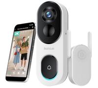 BOTSLAB 2K Videocitofono Wi-Fi 2,4 GHz con Chime, Rilevamento e Avvisi di Uomo, Video Campanello, Audio Bidirezionale, Visione Notturna a Infrarossi, Impermeabile IP66 - Nero