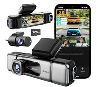 BOTSLAB 3K 4 Canali Dash Cam, Telecamera Anteriore 3K/4K e Telecamera per Auto 1080p*3 Sinistra Destra Interna, Dash Cam a 560° per Auto, 5,8GHz WiFi,GPS, Controllo Vocale, Scheda SD da 128 GB Inclusa