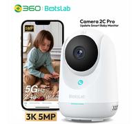 Botslab 3K 5MP Wifi 360 ° Telecamera di sicurezza intelligente Monitoraggio automatico AI Rilevazione umana e movimento Visione notturna Telecamera per bambini