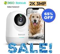 BOTSLAB Telecamera di sorveglianza 2K interna, baby monitor con fotocamera, telecamera WiFi a 360° con rilevamento del movimento e rilevamento del rumore, audio a 2 vie, visione notturna, compatibile