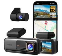 BOTSLAB Dash Cam 4K WiFi Telecamera per Auto, Frontale 4K Posteriore 2K, Super Visione Notturna, ADAS, Registrazione in Loop, WDR, Scheda SD da 64 GB inclusa