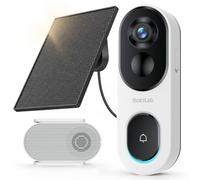 BOTSLAB Videocitofono Impermeabile 2K con Pannello Solare, WiFi a 2,4 GHz | Videocitofono con Alimentazione Continua, Visualizzazione 1:1 testa-piedi, Audio Bidirezionale, Rilevamento di Presenza umana