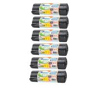Bottari 60 Sacchi Immondizia 110L 70x110 cm con Laccetti di Chiusura, Nero, Sacchi per Spazzatura Resistenti e Riciclati, 6 Rotoli da 10 Pezzi