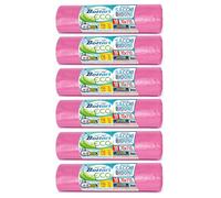 Bottari 60 Sacchi Immondizia 110L 70x110 cm con Laccetti di Chiusura, Rosa, Raccolta Differenziata Secco, Sacchi per Spazzatura Resistenti e Riciclati, 6 Rotoli da 10 Pezzi