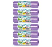 Bottari 60 Sacchi Immondizia 110L 70x110 cm con Laccetti di Chiusura, Viola, Raccolta Differenziata Secco, Sacchi per Spazzatura Resistenti e Riciclati, 6 Rotoli da 10 Pezzi