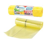 Bottari 98213 Sacchi Immondizia 110L 70x110 cm con Laccetti di Chiusura, Gialli, Raccolta Differenziata Secco, Sacchi per Spazzatura Resistenti e Riciclati, 1 Rotolo da 10 Pezzi