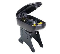 Bracciolo Centrale Portaoggetti Universale con Supporto Copertura in Pelle Nera