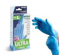 Bottari Guanti in Nitrile Monouso Senza Talco Ultra Confort, Confezione da 10 Pezzi, Taglia L, Resistenti e Comodi