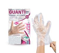 Bottari Guanti Monouso in HDPE Senza Polvere, 100 Pezzi, Resistenti per Pulizia, Alimenti, Giardinaggio, Bricolage e Casa