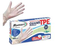Bottari Guanti Monouso in TPE Senza Polvere, 100 Pezzi, Resistenti per Pulizia, Alimenti, Giardinaggio, Bricolage e Casa